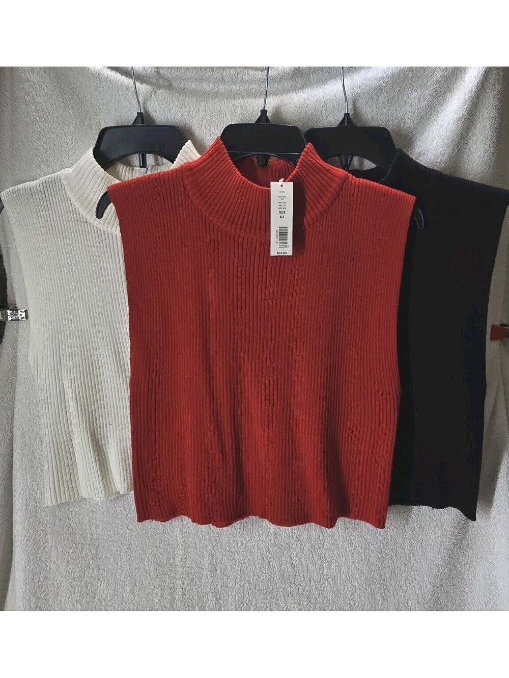 Set Of 3 Mockneck Turtlenecks Dickies Zipper Preston & York Red, white & black